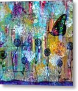 Happy Times Abstract With Butterfly Metal Print