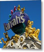 Harrah's Casino Sign On The Las Vegas Strip Metal Print