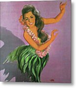Hawaii, Dancing Hula Woman Metal Print