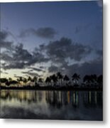 Hawaiian Dusk - Jewel Tone Lights At Duke Kahanamoku Lagoon Waikiki Metal Print