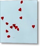 Heart Balloons In The Sky Metal Print