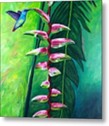 Heliconia Flower And Friend Metal Print