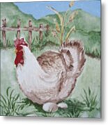 Hen And Eggs Metal Print