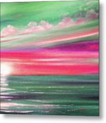 Here It Goes In Teal And Magenta Panoramic Sunset Metal Print