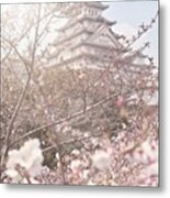 Himeji Castle At Cherry Blossom Metal Print