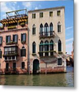 Historic Houses And Canals In Venice Italy Metal Print