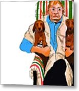 Hockney  With Dachshunds 1 Metal Print