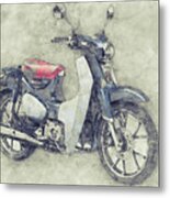 Honda Super Cub 1 - Motor Scooters - 1958 - Motorcycle Poster - Automotive Art Metal Print