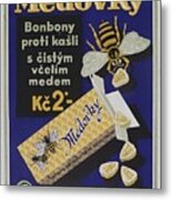Honey-flavoured Cough Sweets In The Form Of Bees. Colour Lithograph, Ca. 1900. Metal Print