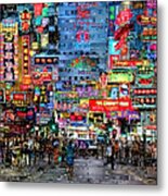 Hong Kong City Nightlife Metal Print