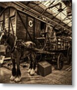 Horse And Cart Loading Train Metal Print