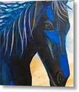 Horse Blue Boy Metal Print