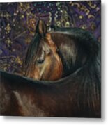 Horse Portrait With Carpet Metal Print