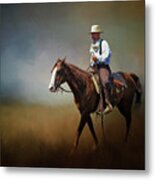 Horse Ride At The End Of Day Metal Print