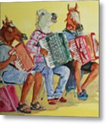 Horsing Around With Accordions Metal Print
