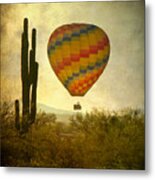 Hot Air Balloon Flight Over The Southwest Desert Metal Print