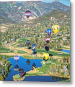 Hot Air Balloons Over Park City Metal Print