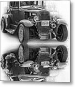 Hot Rod - Reflection Bw Metal Print