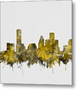 Houston Skyline Watercolor Sepia Metal Print