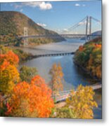Hudson River And Bridges Metal Print