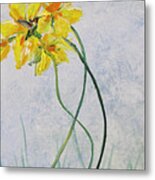 Hummingbird On Yellow Flower Metal Print