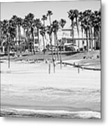 Huntington Beach Panorama Black And White Photo Metal Print