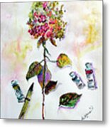 Hydrangea Still Life With Objects Metal Print