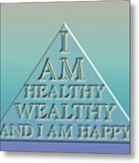 I Am Healthy, Wealthy And Happy - Inspirational Quote Metal Print