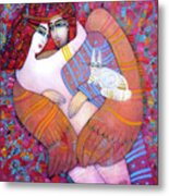 Icarus Kiss With A White Rabbit Metal Print