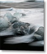 Icebergs In Ice Beach, Iceland Metal Print
