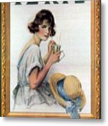 Idris - Lemon Squash - Girl Drinking Lemon Squash - Vintage Advertising Poster Metal Print