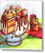 Illustration Of  Winter Party Cake Metal Print