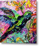 Impressionist Hummingbird Oil  Painting Metal Print