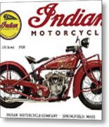 Indian 101 Scout, 1928, Motorcycle Sign, Vintage, Original Art Metal Print