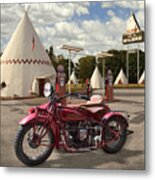 Indian 4 Motorcycle With Sidecar Metal Print