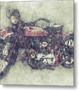 Indian Chief 1 - 1922 - Vintage Motorcycle Poster - Automotive Art Metal Print