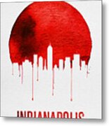 Indianapolis Skyline Red Metal Print