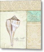 Inspired Coast Collage - Lightning Whelk Shell Vintage Tile Metal Print