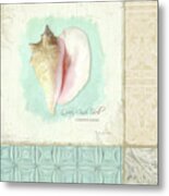 Inspired Coast Collage - Queen Conch Shell Tile Patterns Metal Print