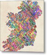 Ireland Eire City Text Map Derry Version Metal Print