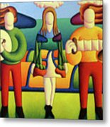 Irish Dancer With Musicians In Soft Landscape Metal Print