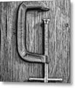 Iron C-clamp On Plywood 68 In Bw Metal Print