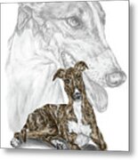 Irresistible - Greyhound Dog Print Color Tinted Metal Print