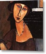 Jeanne Hebuterne With Hat And Necklace Metal Print
