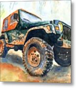 Jeep Wrangler Watercolor Metal Print