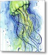 Jellyfish Watercolor Metal Print
