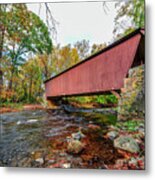 Jericho Covered Bridge In Maryland During Autumn Metal Print
