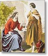 Jesus At The Well With The Woman Of Metal Print