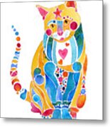Jewel Colors Cat With Hearts N Stars Metal Print