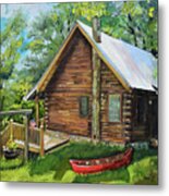 Joe's Cabin And Red Canoe - Ellijay - North Ga Mtns Metal Print